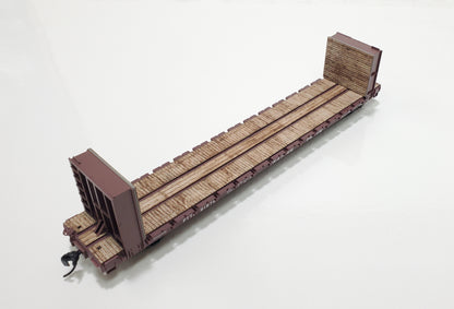 HO Walthers 60ft P-S BULKHEAD Wood Flat Car Deck - model number 910-5848 - ITLA