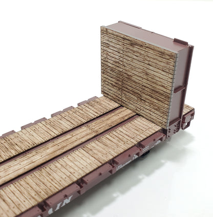 HO Walthers 60ft P-S BULKHEAD Wood Flat Car Deck - model number 910-5848 - ITLA