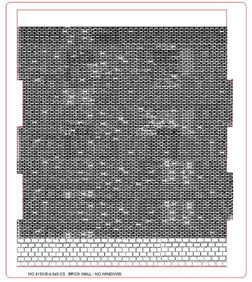 4.5" Wide - HO / HOn3 Brick Wall Panel Kit - Cut Stone Foundation, NO Windows - ITLA