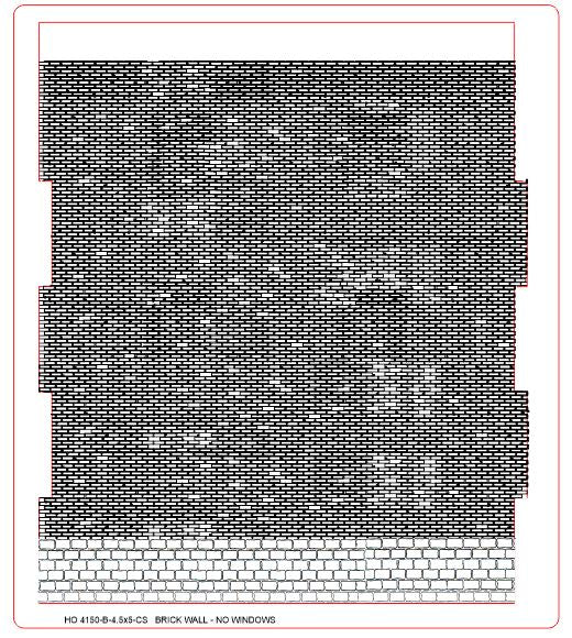 4.5" Wide - HO / HOn3 Brick Wall Panel Kit - Cut Stone Foundation, NO Windows - ITLA