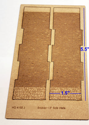 1.5" Wide - HO / HOn3 Brick Wall Panel Kit - Random Stone Foundation - One Pair - ITLA