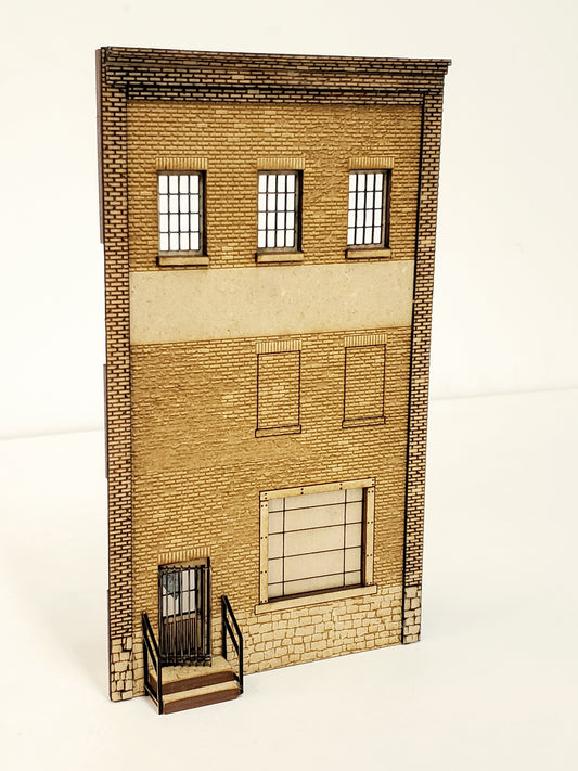 3" Wide - HO / HOn3 Brick Wall Panel Kit, Random Stone Foundation with Loading Dock, Entry Door Set, 3 Windows - ITLA