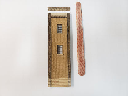 1.5" Wide - HO / HOn3 Brick Wall Panel Kit - Cut Stone Foundation - One Pair with Windows - ITLA