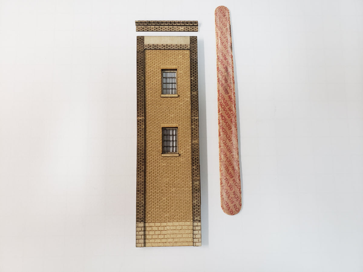 1.5" Wide - HO / HOn3 Brick Wall Panel Kit - Cut Stone Foundation - One Pair with Windows - ITLA