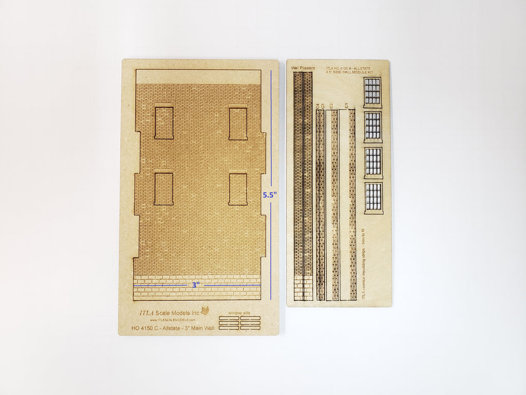 Laser Etched and Cut Wood Brick Wall Kit HO / HOn3 ITLA Scale Models Inc.