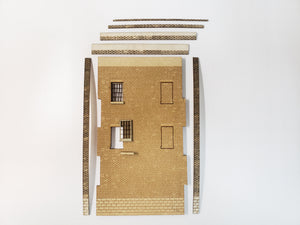 3" Wide - HO / HOn3 Brick Wall Panel Kit - Cut Stone Foundation, 4 Windows - ITLA
