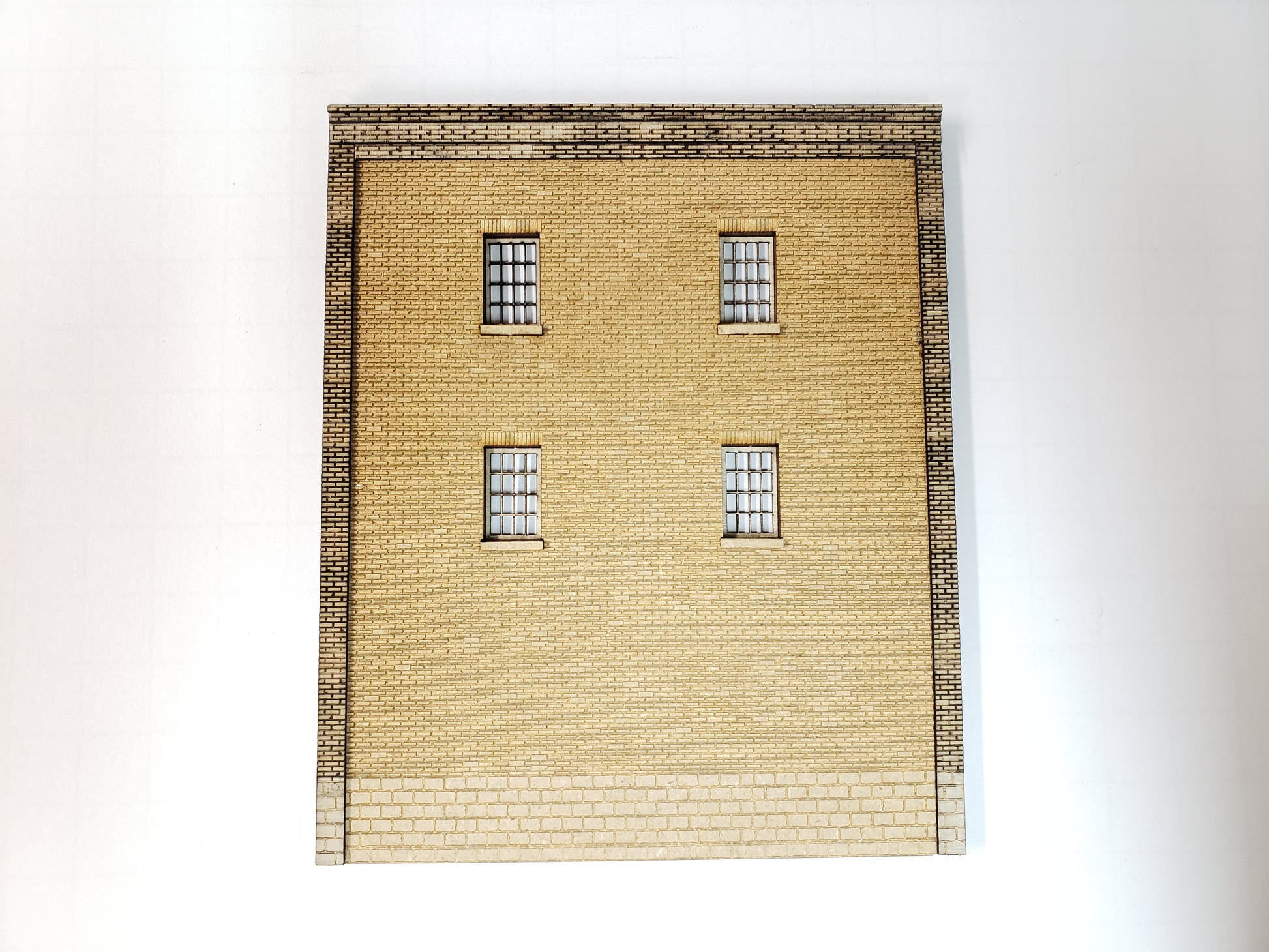 4.5" Wide - HO / HOn3 Brick Wall Panel Kit - Cut Stone Foundation, 4 Windows - ITLA