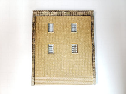 4.5" Wide - HO / HOn3 Brick Wall Panel Kit - Cut Stone Foundation, 4 Windows - ITLA