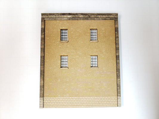 4.5" Wide - HO / HOn3 Brick Wall Panel Kit - Cut Stone Foundation, 4 Windows - ITLA