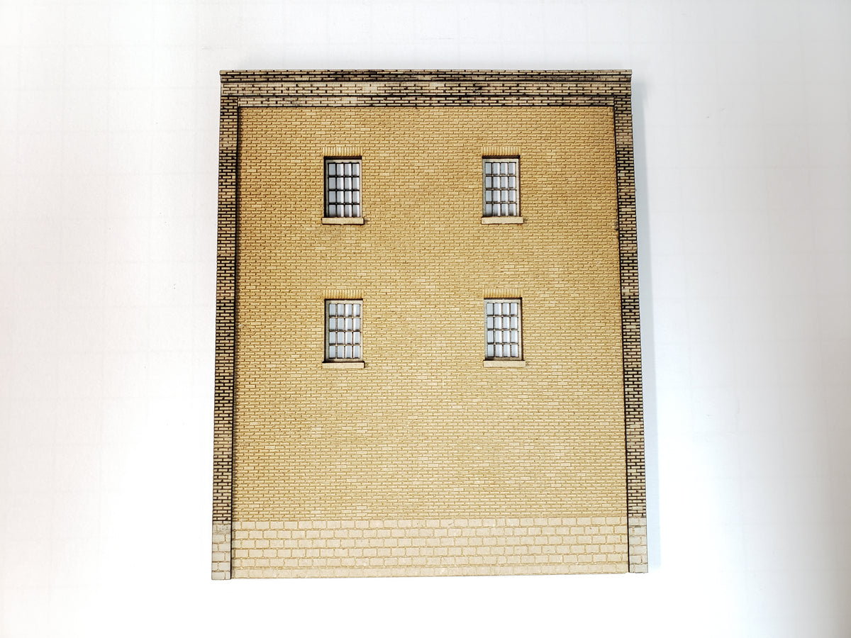 4.5" Wide - HO / HOn3 Brick Wall Panel Kit - Cut Stone Foundation, 4 Windows - ITLA