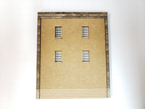 4.5" Wide - HO / HOn3 Brick Wall Panel Kit - Cut Stone Foundation, 4 Windows - ITLA