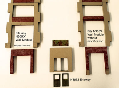 N Scale Industrial Wall Module - 5th Story Elevator Head House & Ground Level Entryway - ITLA