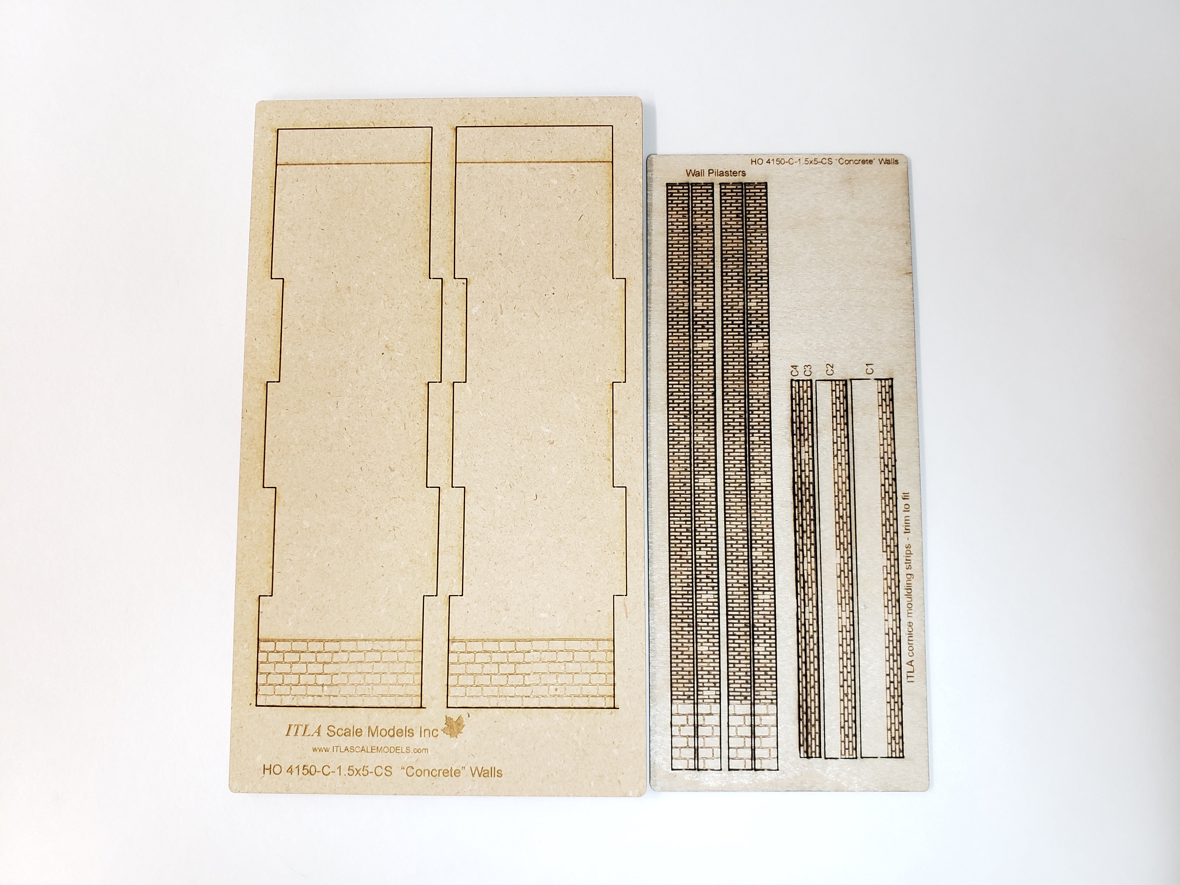 1.5" Wide - HO "Concrete" Wall Panel Kit - Cut Stone Foundation - One Pair. - ITLA