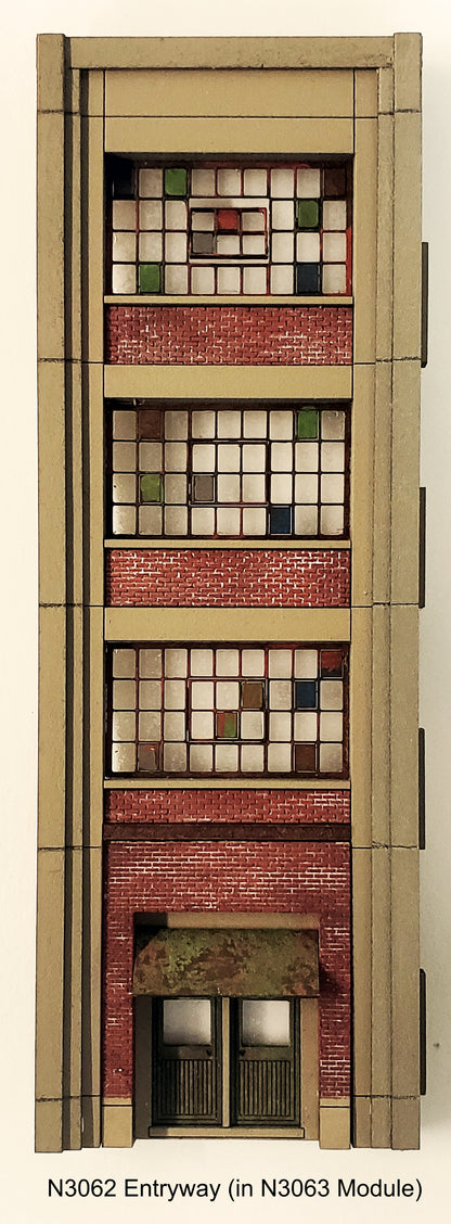 N Scale Industrial Wall Module - 5th Story Elevator Head House & Ground Level Entryway - ITLA