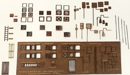 HO Scale - 18 piece Wall Detail Kit - ITLA