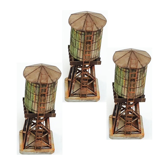 HO Roof Top Wooden Water Tank Kit - Set of 3 - ITLA