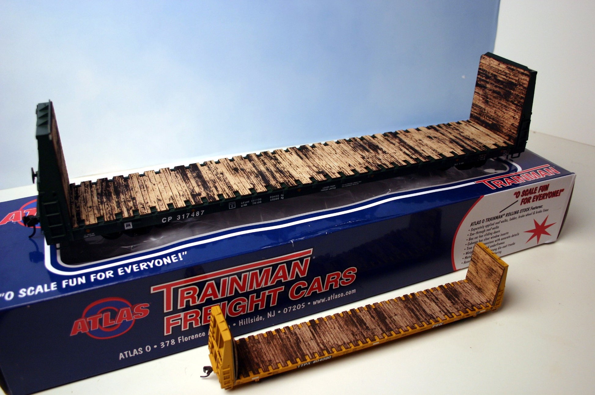 O Scale Atlas 62' Bulkhead Wood Flat car Deck - ITLA