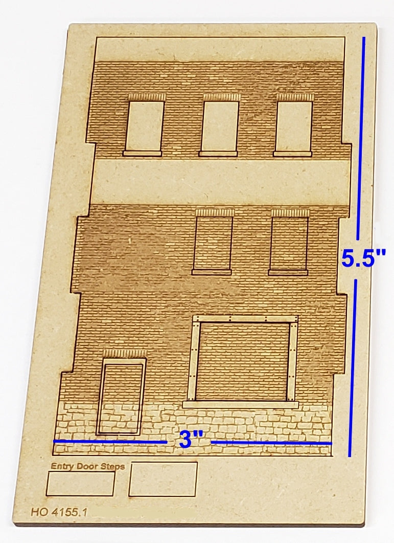 3" Wide - HO / HOn3 Brick Wall Panel Kit, Random Stone Foundation with Loading Dock, Entry Door Set, 3 Windows - ITLA