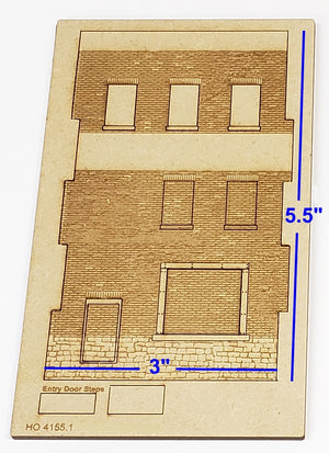 3" Wide - HO / HOn3 Brick Wall Panel Kit, Random Stone Foundation with Loading Dock, Entry Door Set, 3 Windows - ITLA